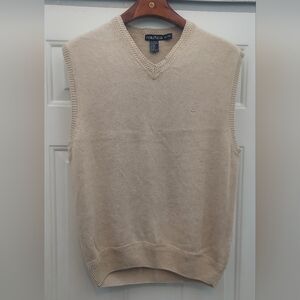 NAUTICA MEN'S BEIGE/CREAM COTTON-LINEN-RAMIE BLEND PULLOVER VEST SIZE XL NWOT